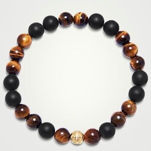 NEW NIALAYA Beaded Bracelet With Aquatic Agate, Brown Tiger Eye
